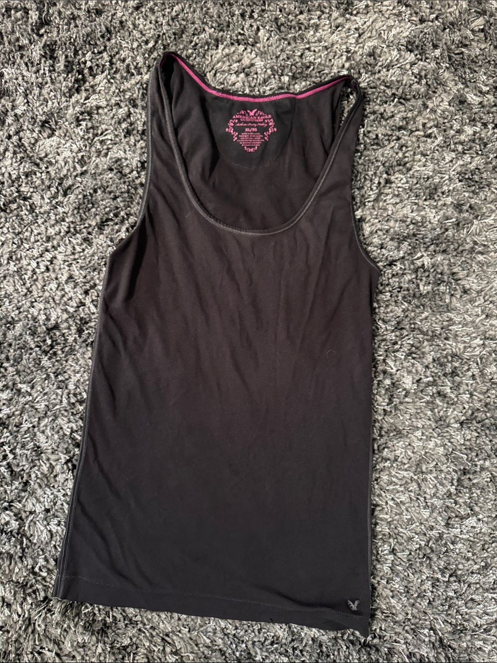 American Eagle Black Ribbed Tunic Tank Top- Size XL